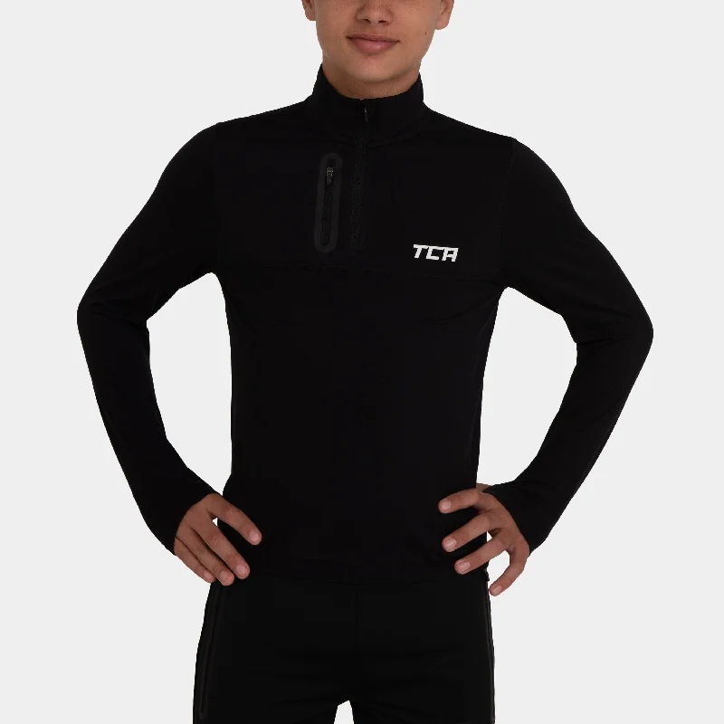 Savings Galore Fusion Half Zip Running Top For Boys with Thumbholes & Chest Zip Pocket Savings Galore Fusion Half Zip Running Top For Boys with Thumbholes & Chest Zip Pocket