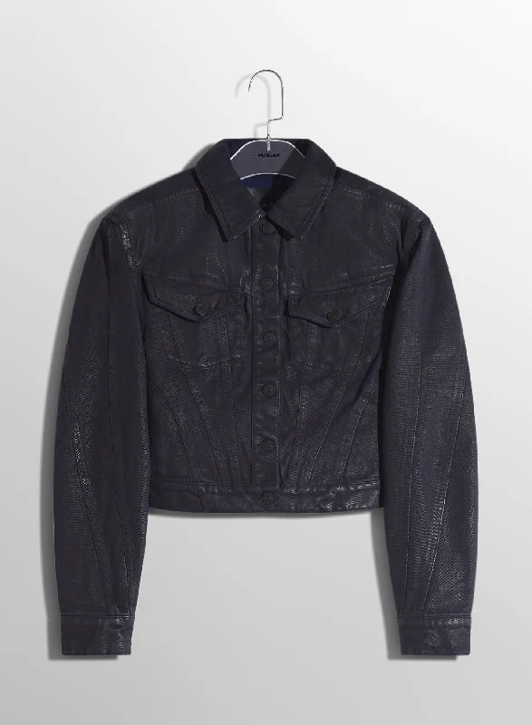 Extra Discount midnight blue waxed denim jacket