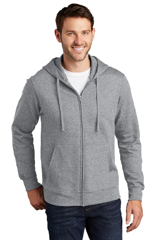 Extra Savings Port & Company Mens Fan Favorite Fleece Full Zip Hooded Sweatshirt Hoodie w/ Pockets - Heather Grey Extra Savings Port & Company Mens Fan Favorite Fleece Full Zip Hooded Sweatshirt Hoodie w/ Pockets - Heather Grey