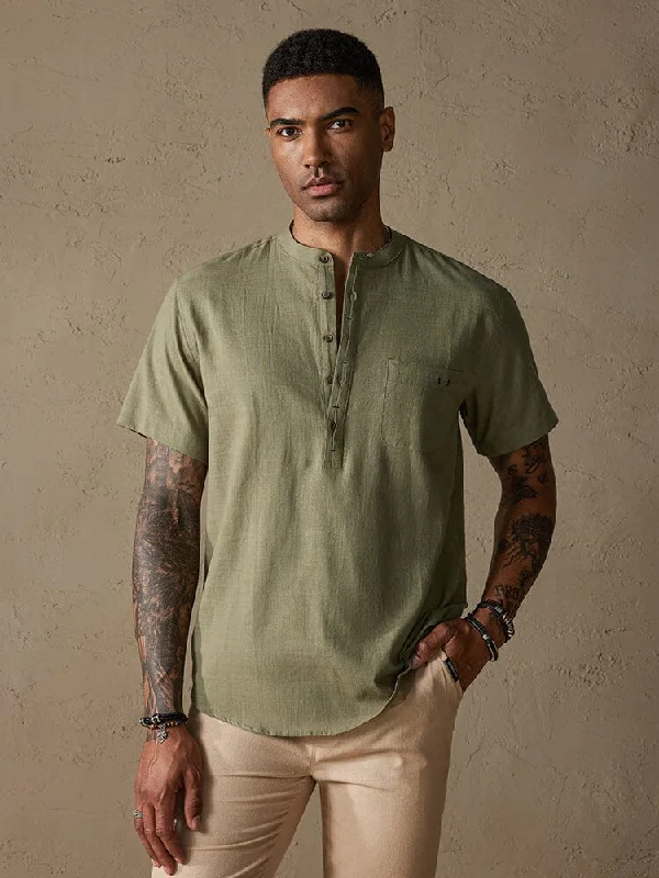 Last Chance Cozy Half Button Cotton Linen Shirt