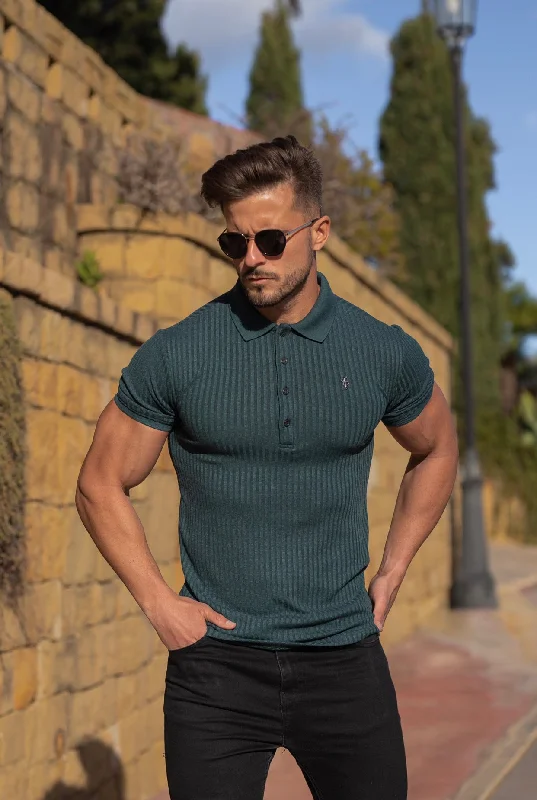 Take Action Father Sons Classic Forest Green Ribbed Polo Shirt Short Sleeve with Black Metal Emblem Decal & Buttons- FSH584 Take Action Father Sons Classic Forest Green Ribbed Polo Shirt Short Sleeve with Black Metal Emblem Decal & Buttons- FSH584