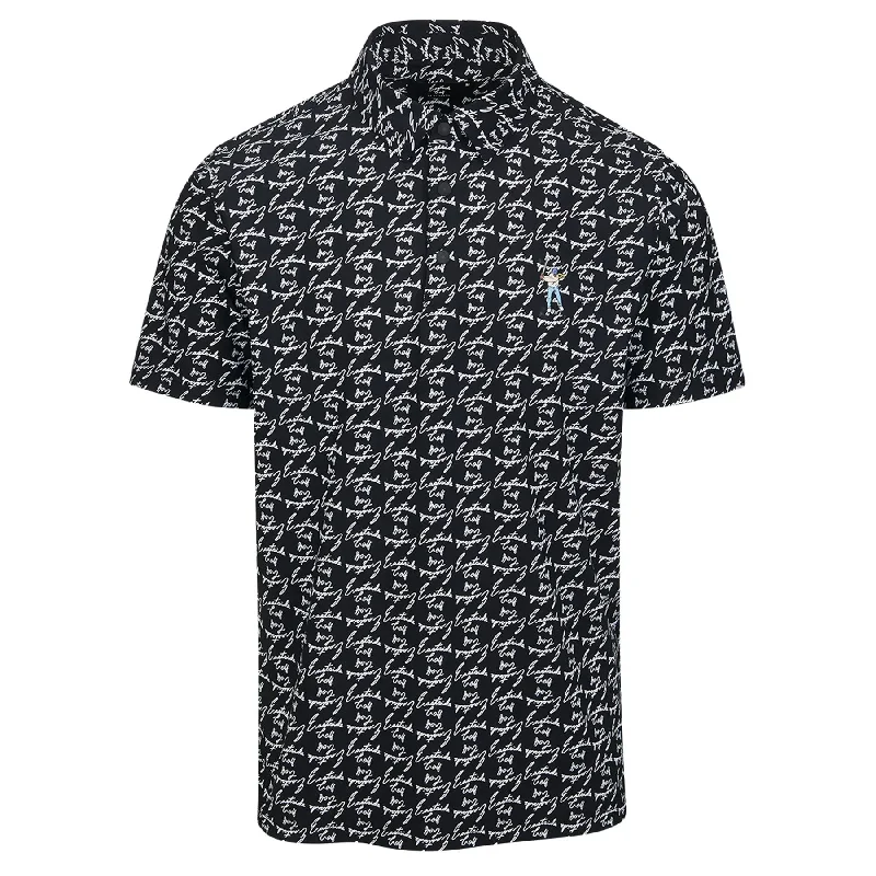 Hurry In Snap Placket Polo Black Print - SU24