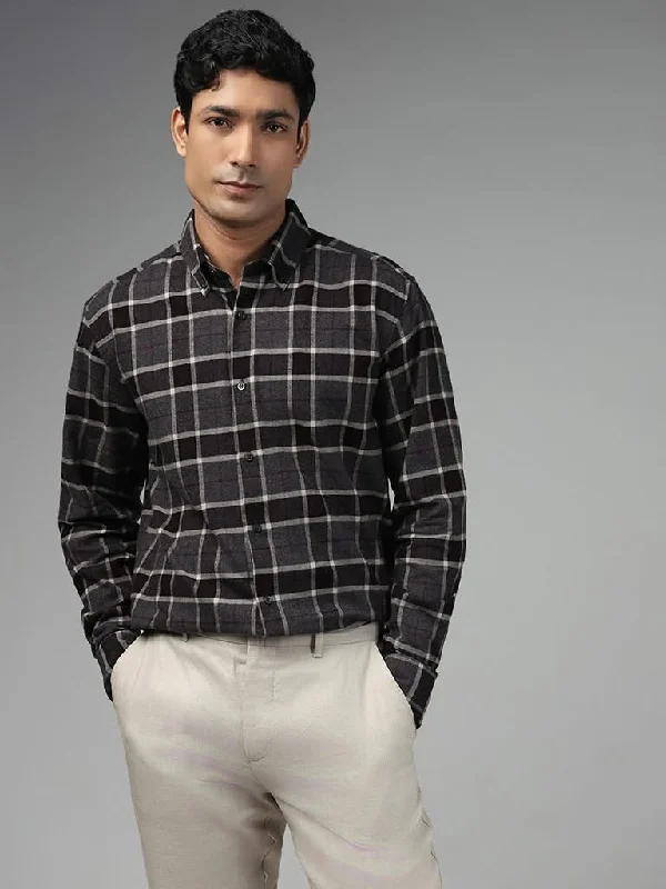 Amazing Value Ascot Charcoal Checked Cotton Blend Relaxed-Fit Shirt