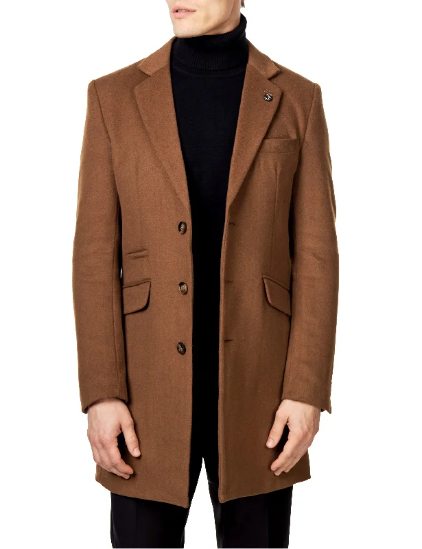 Price Slash NATE - TAN LONG WOOL BLEND OVERCOAT
