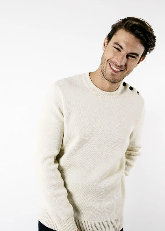 Bargain Prices CANCALE - Wool Fisherman Sweater with Button Shoulder | Loose Fit (ECRU)