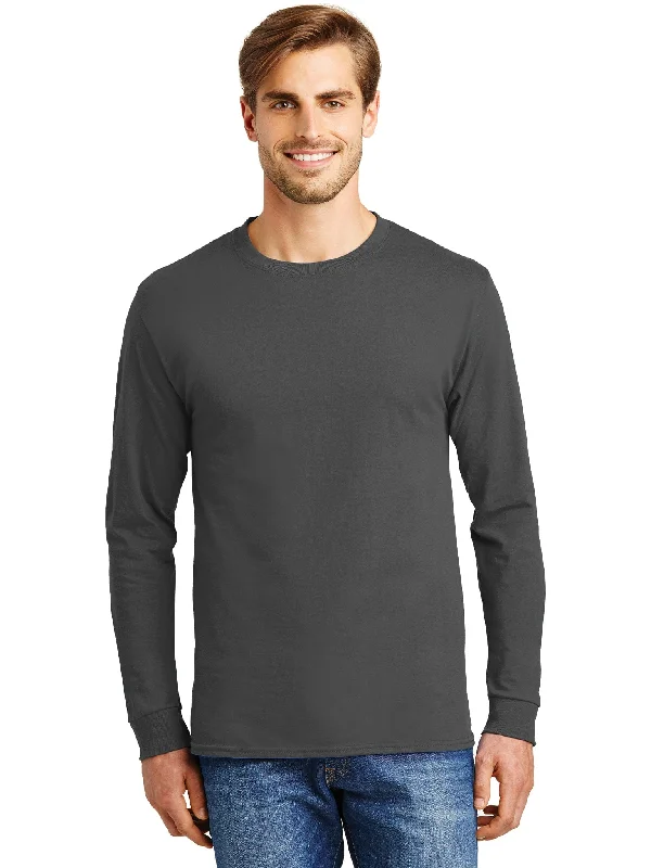Time-Limited Offer Hanes Tagless ComfortSoft Long Sleeve T-Shirt | Oxford Gray